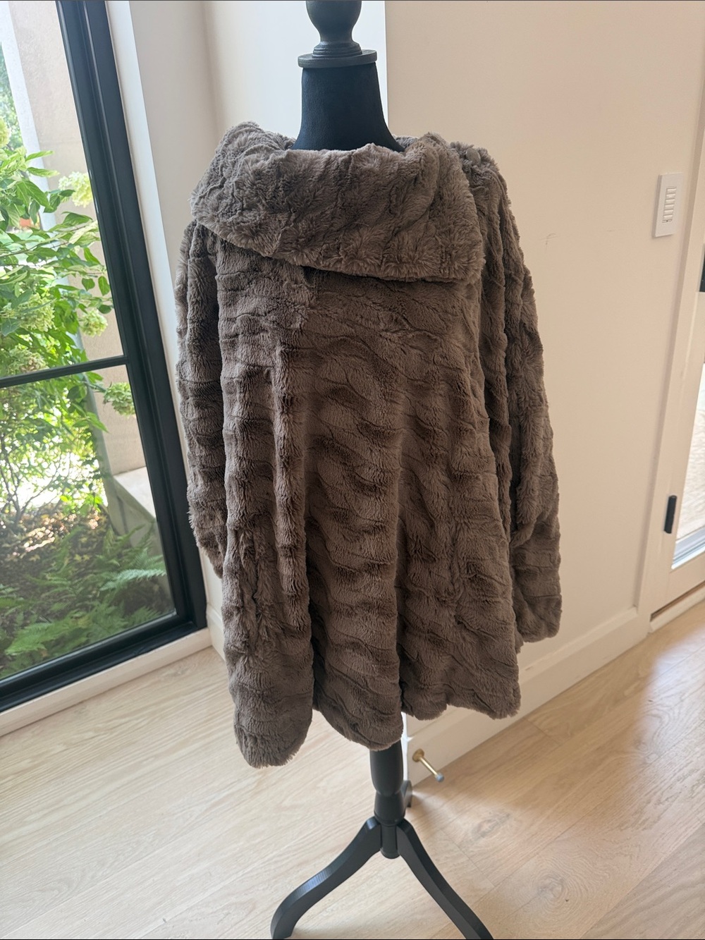 Dennis Basso Sculpted Faux Fur Butterfly Cape